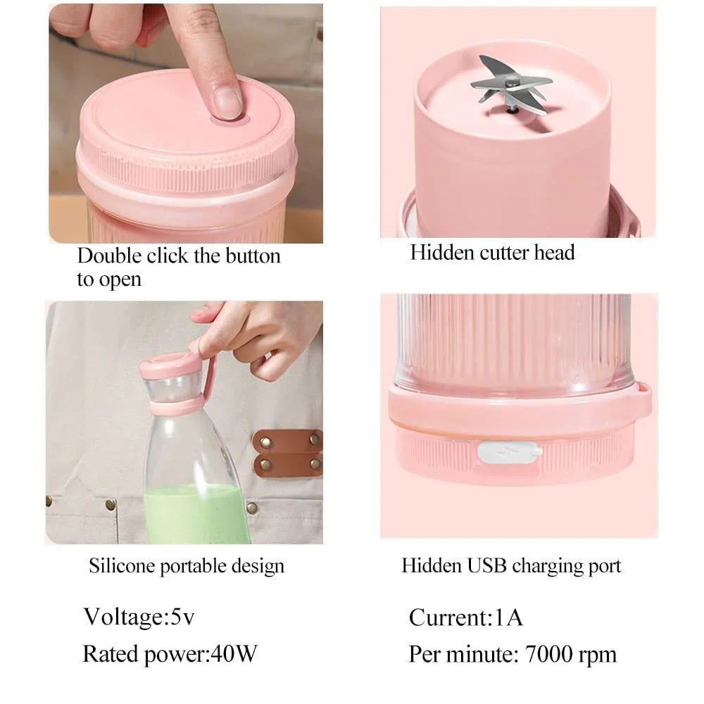 Portable USB Juice Blender – Rechargeable Smoothie Maker for Travel & Gym