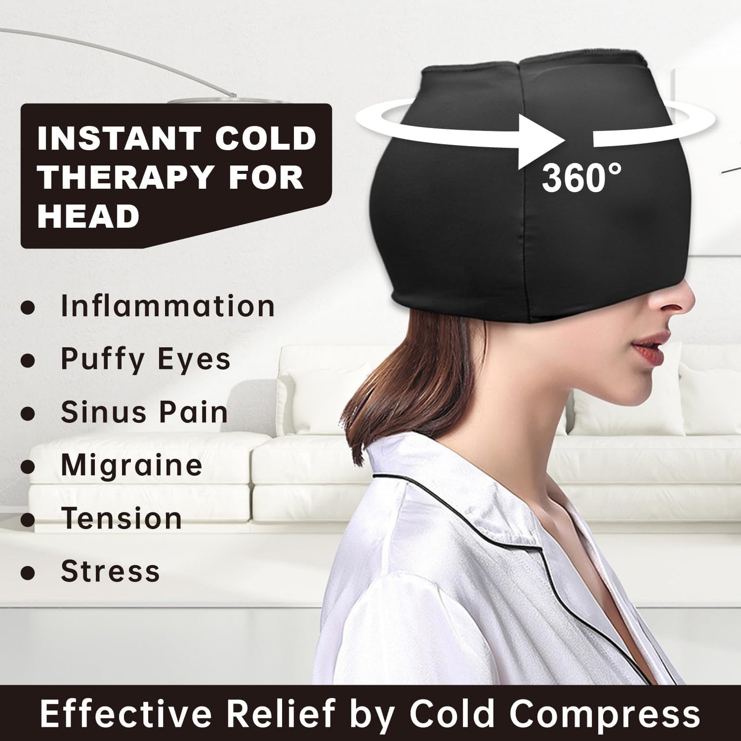360° Cooling & Compression Migraine Relief Cap – Instant Headache & Stress Comfort Wrap