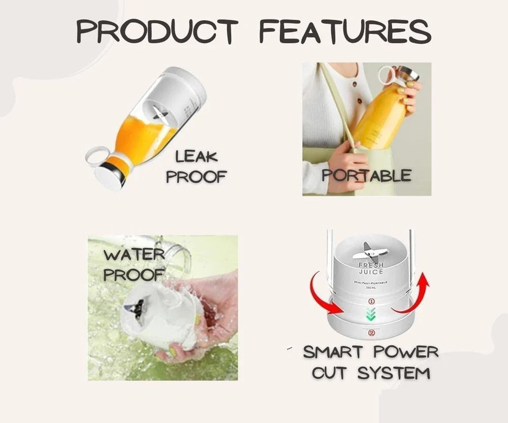 Portable USB Juice Blender – Rechargeable Smoothie Maker for Travel & Gym