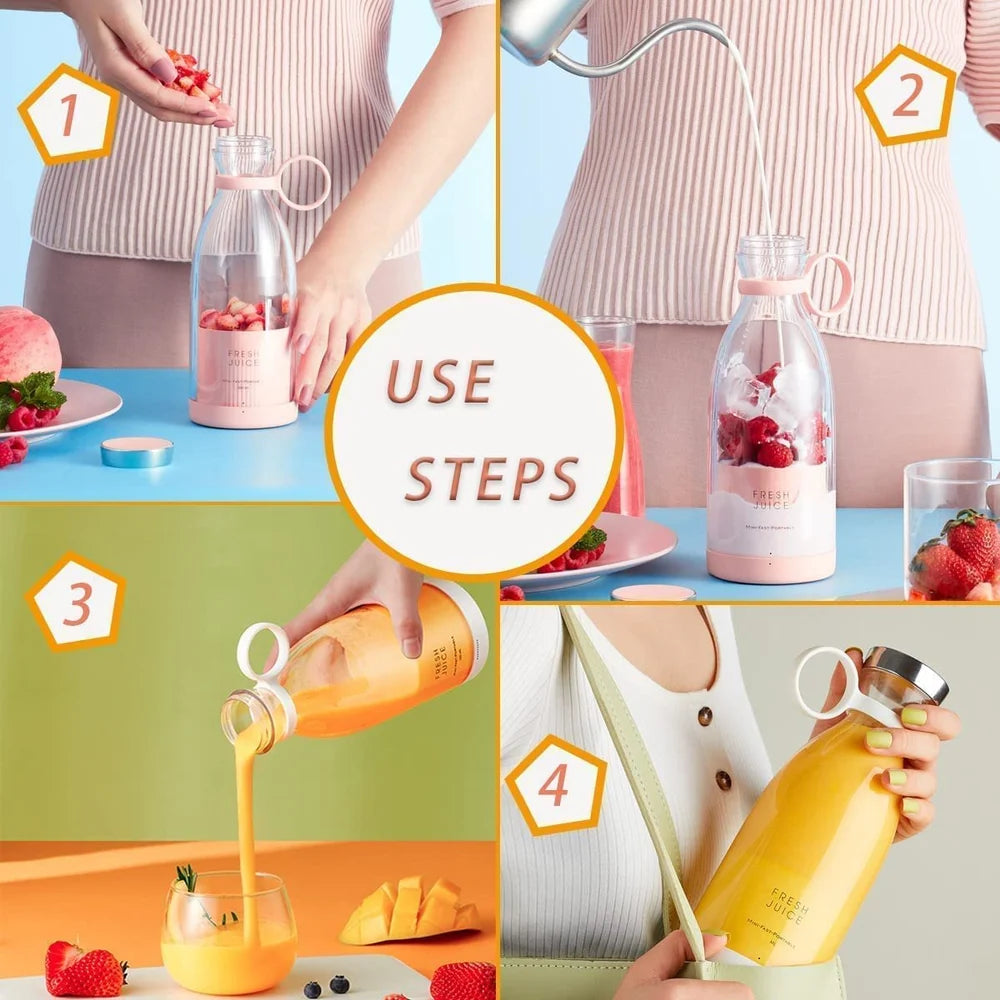 Portable USB Juice Blender – Rechargeable Smoothie Maker for Travel & Gym