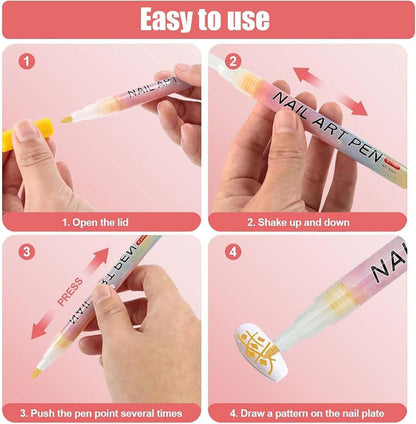 12-Color Nail Art Pen Set – DIY Professional Nail Design Kit for Creative Salon-Style Nails at Home
