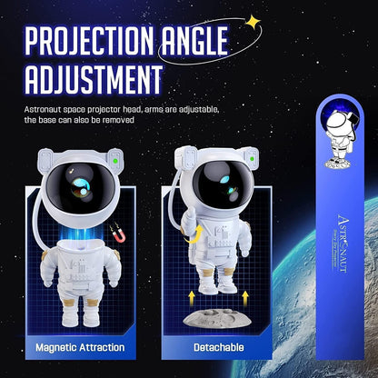 Astronaut Galaxy Projector – 360° Rotating Star & Nebula Light for Bedroom Ambiance