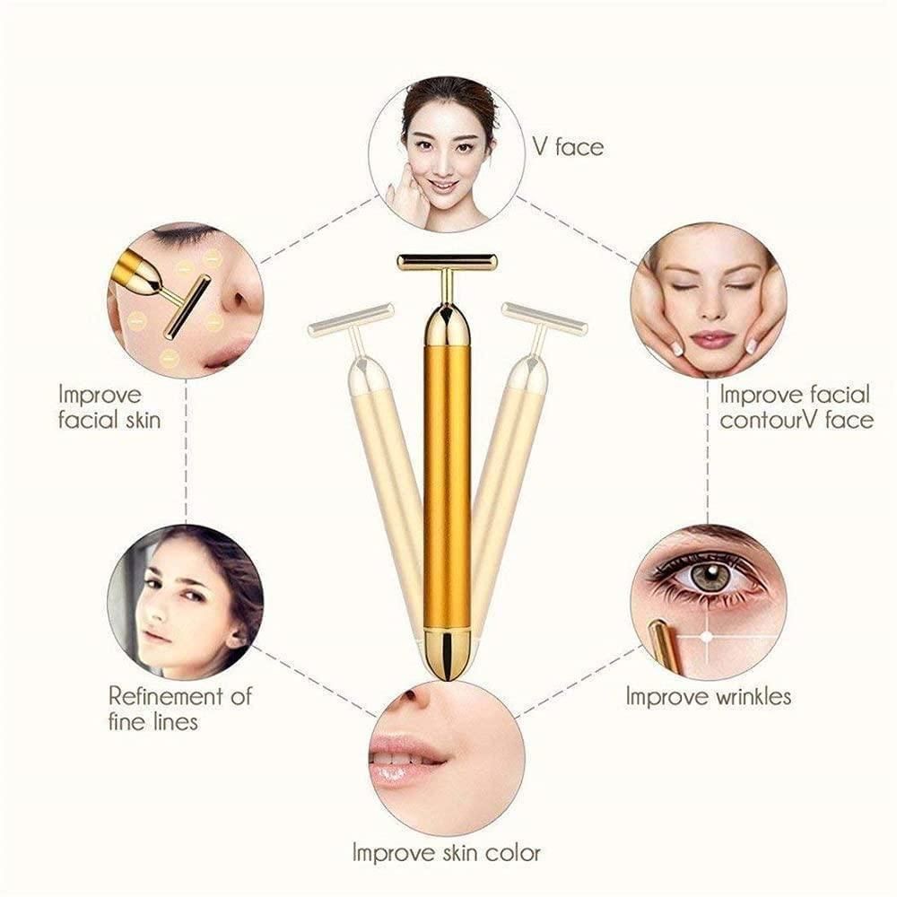 24K Gold V-Face Beauty Bar – Instant Face Lift & Anti-Wrinkle Vibrating Facial Massager