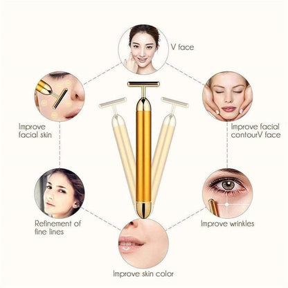 24K Gold V-Face Beauty Bar – Instant Face Lift & Anti-Wrinkle Vibrating Facial Massager