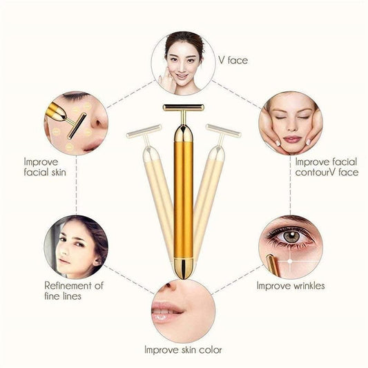 24K Gold V-Face Beauty Bar – Instant Face Lift & Anti-Wrinkle Vibrating Facial Massager