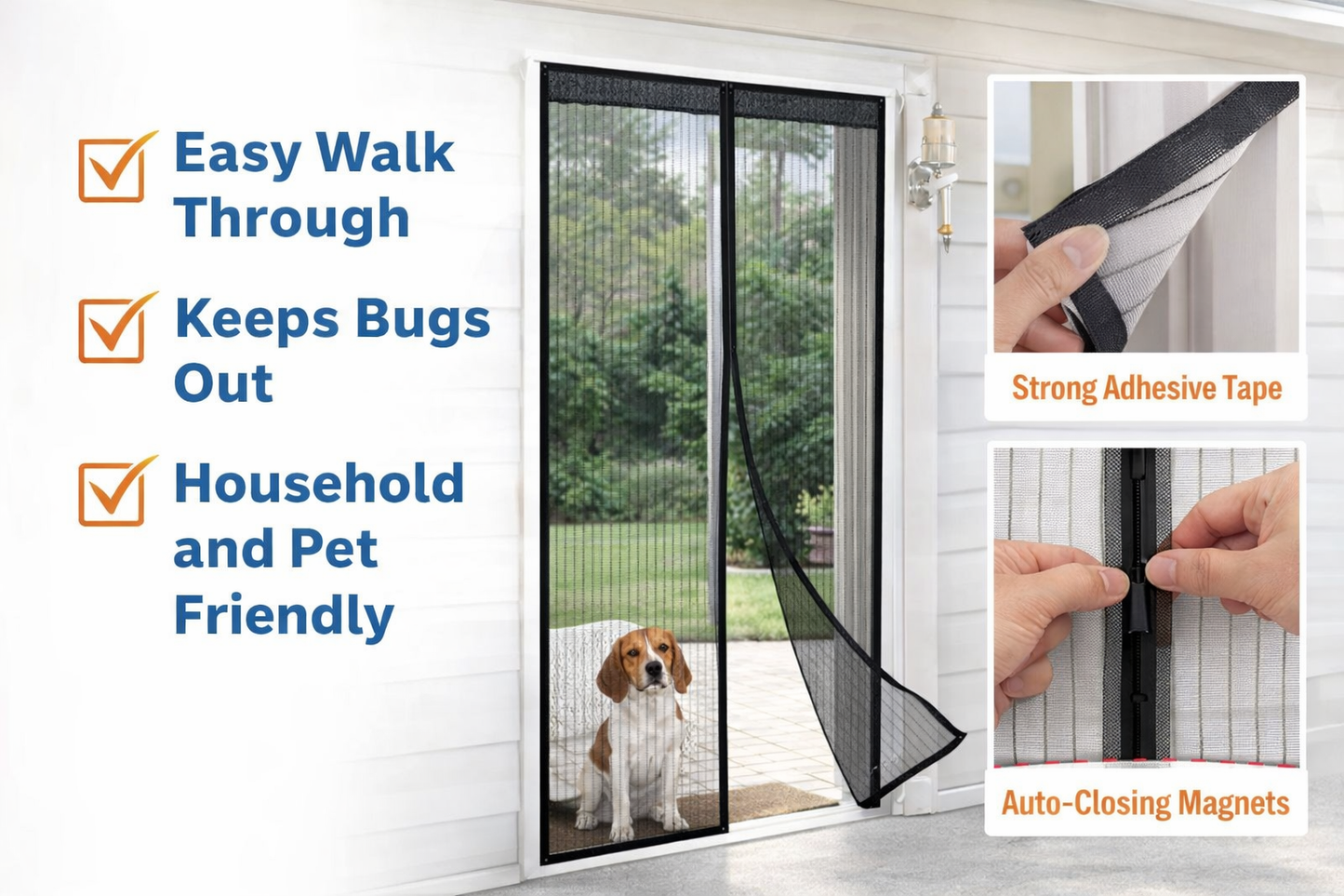 Magnetic Mesh Door Curtain – Hands-Free Bug Barrier for Any Doorway