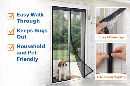 Magnetic Mesh Door Curtain – Hands-Free Bug Barrier for Any Doorway
