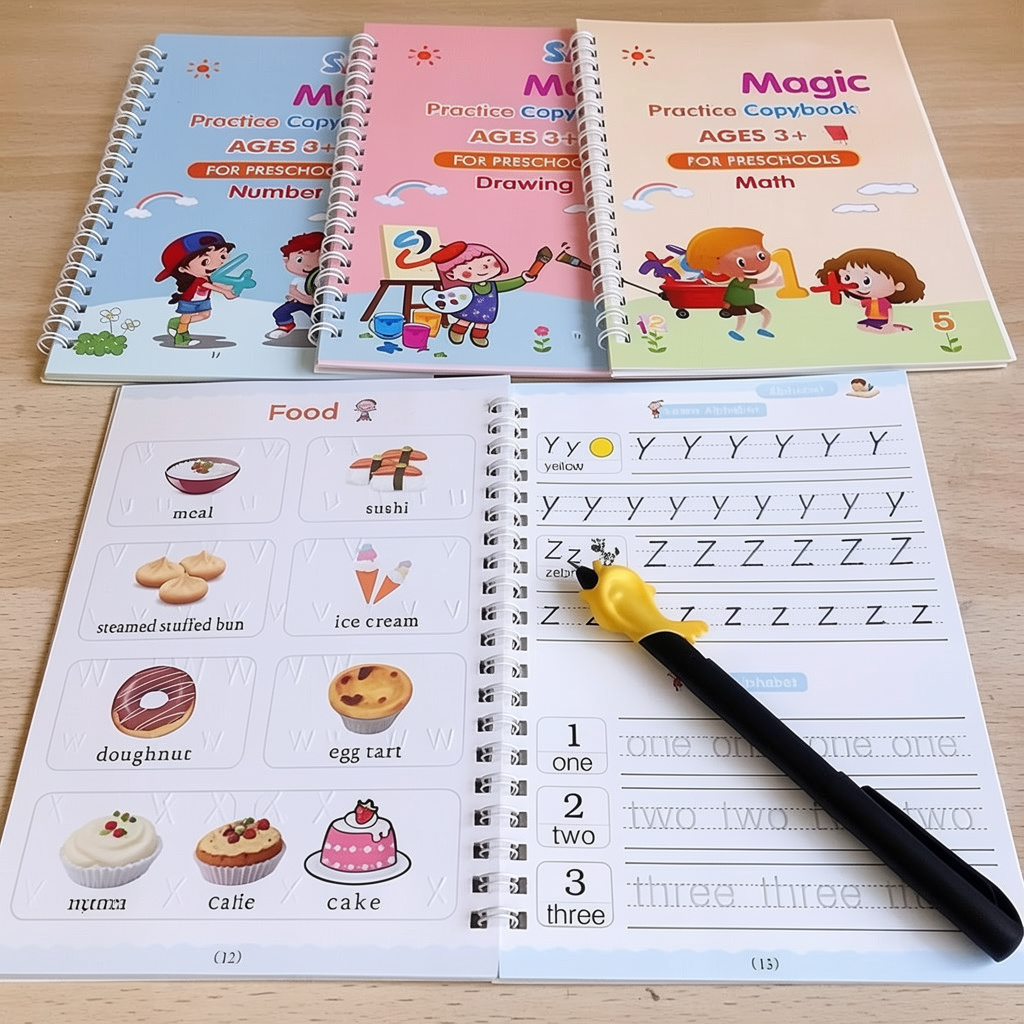 Magic Practice Copybook Set – Reusable Handwriting & Learning Kit for Kids