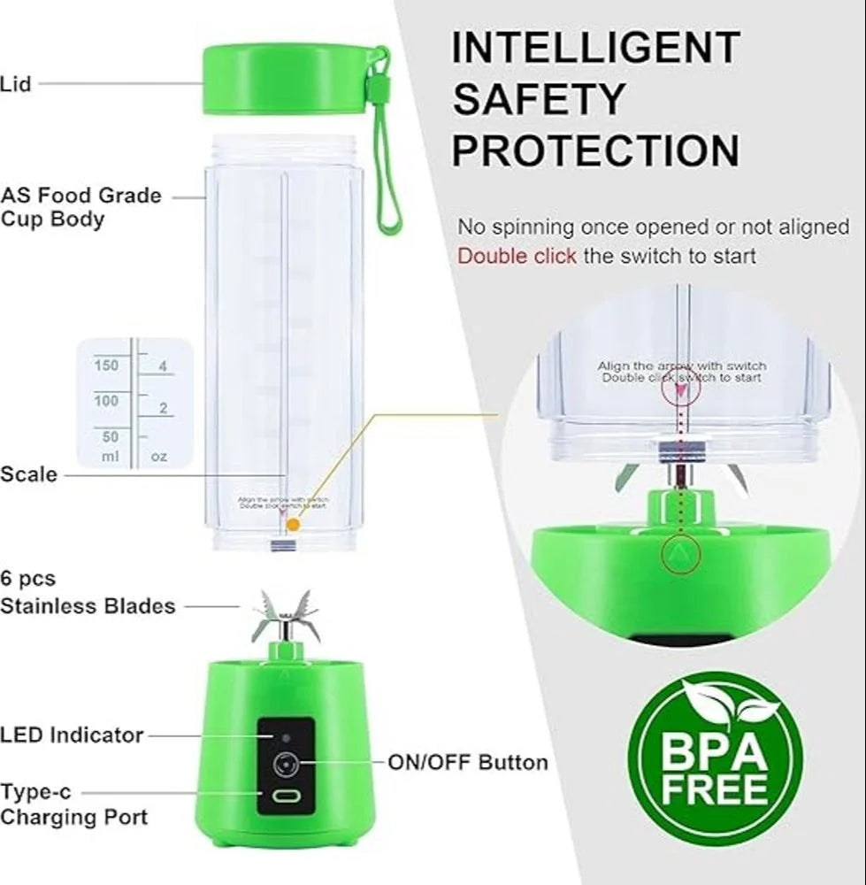 Portable USB Rechargeable Blender Bottle – 30-Second Smoothies Anywhere